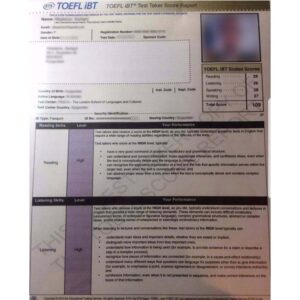 Registered TOEFL Certificate